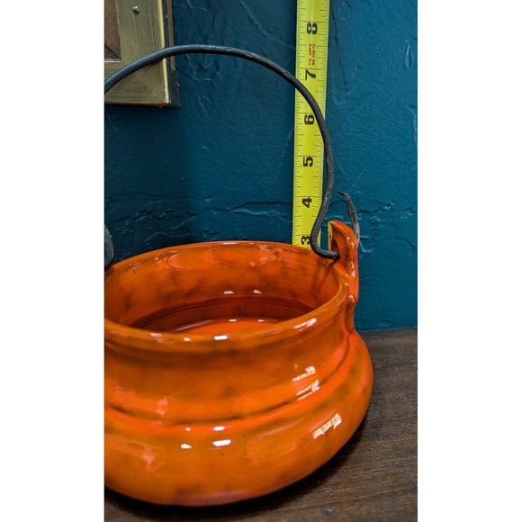 Vintage Rosenthal‎ Netter Ceramic Orange Cauldron Cast Iron Handle - Picture 7 of 11